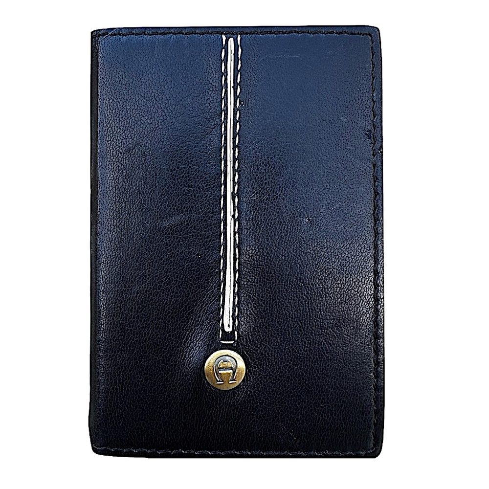 ETIENNE AIGNER Black Lambskin Mini Pocket Phone Book 2 1/2”x 3 3/4”